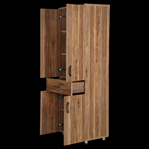 Çok Amaç 12688 Dolap 180 Model Hard Parlak Cevi̇z Suntalem 4raf 1çekmec El Yapım