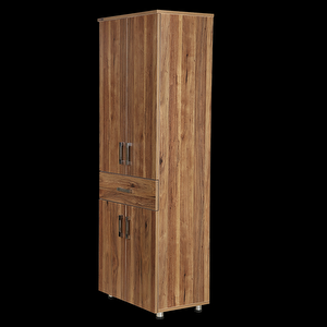 Çok Amaç 12688 Dolap 180 Model Hard Parlak Cevi̇z Suntalem 4raf 1çekmec El Yapım