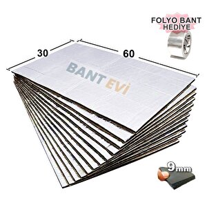 10 Adet 60x30cm Folyolu Oto Ses Isı Yalıtım Pedi Gürültü ve Isı Kalkanı 9mm Et Kalınlığında Kendinden Yapışkanlı