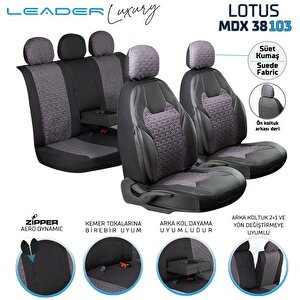 Hyundai Accent Admire Uyumlu Lüx Deri Süet Oto Koltuk Kılıfı Ön Arka Takım Lotus Füme Füme