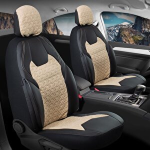 Volkswagen Polo Station Wagon Uyumlu Lüx Deri Süet Oto Koltuk Kılıfı Ön Arka Takım Lotus Bej Bej
