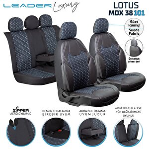 Nissan Skystar Uyumlu Lüx Deri Süet Oto Koltuk Kılıfı Ön Arka Takım Lotus Siyah Beyaz Siyah - Beyaz