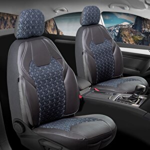 Daihatsu Charade Uyumlu Lüx Deri Süet Oto Koltuk Kılıfı Ön Arka Takım Lotus Siyah Beyaz Siyah - Beyaz