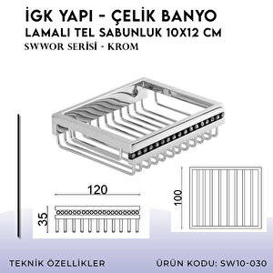 İgk Yapi - Çelik Banyo Swwor Lamalı Tel Sabunluk 10x12cm (sw10-030)