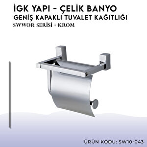 İgk Yapi - Çelik Banyo Swwor Geniş Kapaklı Tuvalet Kağıtlığı (sw10-043)