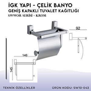 İgk Yapi - Çelik Banyo Swwor Geniş Kapaklı Tuvalet Kağıtlığı (sw10-043)