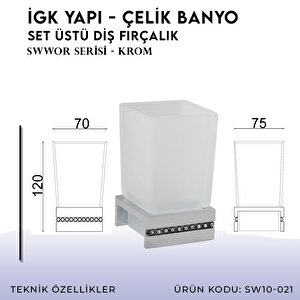 İgk Yapi - Çelik Banyo Swwor Set Üstü Diş­ Fırçalık (sw10-021)