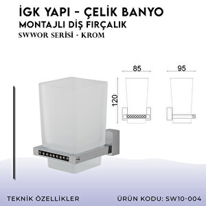 İgk Yapi - Çelik Banyo Swwor Montajlı Diş Fırçalık (sw10-004)