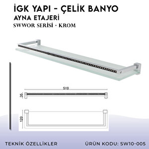 İgk Yapi - Çelik Banyo Swwor Ayna Etajeri (sw10-005)