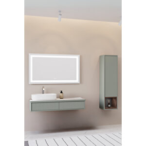 Parma 120 Cm Banyo Dolabı - Nane Yeşili / Kaman Ceviz (boy Dolap Dahil)