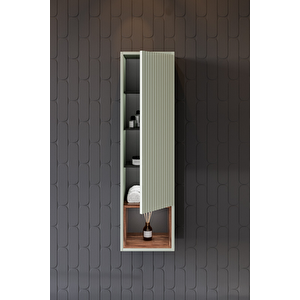 Parma 120 Cm Banyo Dolabı - Nane Yeşili / Kaman Ceviz (boy Dolap Dahil)