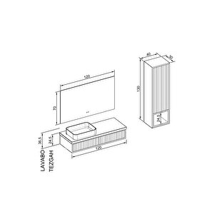 Parma 120 Cm Banyo Dolabı - Nane Yeşili / Kaman Ceviz (boy Dolap Dahil)
