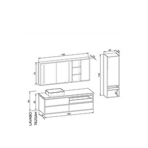 İmperia 160 Cm Banyo Dolabı - Boy Dolap Dahil
