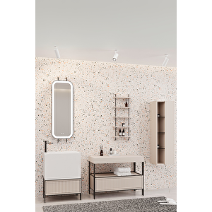 Greta 160 Cm Banyo Dolabı - Krem ( Raf Modül Ve Boy Dolap Dahil)