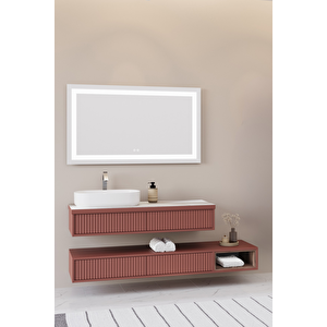 Parma 120 Cm Banyo Dolabı - Bordo / Kaman Ceviz (çekmeceli Alt Modül Dahil)