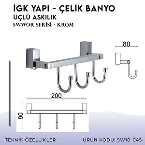 İgk Yapi - Çelik Banyo Swwor Üçlü Askılık (sw10-045)