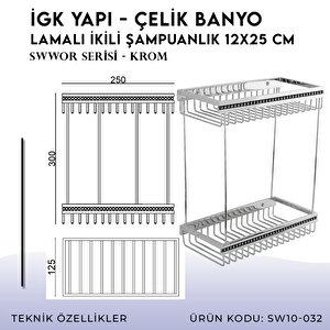 İgk Yapi - Çelik Banyo Swwor Lamalı İkili Şampuanlık 12x25 Cm (sw10-032)