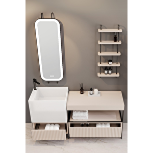 Greta 160 Cm Banyo Dolabı - Krem (raf Modül Dahil)