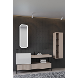 Greta 160 Cm Banyo Dolabı - Krem (boy Dolap Dahil)