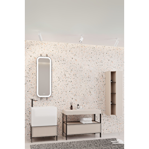 Greta 160 Cm Banyo Dolabı - Krem (boy Dolap Dahil)