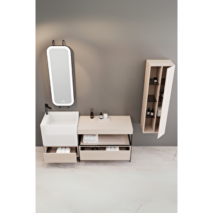 Greta 160 Cm Banyo Dolabı - Krem (boy Dolap Dahil)