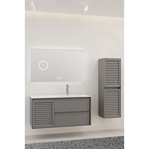 Linze 120 Cm Banyo Dolabı - Antrasit (boy Dolap Dahil)