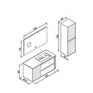 Linze 120 Cm Banyo Dolabı - Antrasit (boy Dolap Dahil)