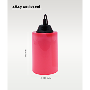 Hazır Şeker Pembe Mavi Silindir Ağaç Feneri - 6 Adet (sarı Işık Ampul, Kablo, Fiş Ve Bant Dahil)