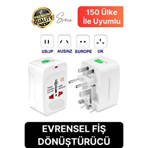 Premium Evrensel Fiş Dönüştürücü Adaptör İnternational Uluslararası Tüm Ülkelerle Uyumlu Seyahat