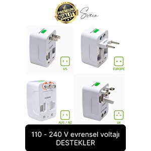Premium Evrensel Fiş Dönüştürücü Adaptör İnternational Uluslararası Tüm Ülkelerle Uyumlu Seyahat