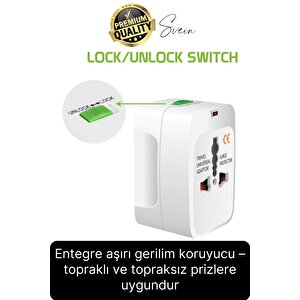 Premium Evrensel Fiş Dönüştürücü Adaptör İnternational Uluslararası Tüm Ülkelerle Uyumlu Seyahat