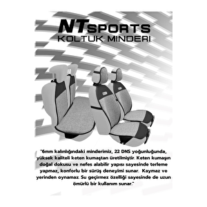 Nt Sport Seri̇si̇ 7 Parça Su Geçi̇rmez Keten Araba Koltuk Mi̇nderi̇ - Si̇yah / Gri̇