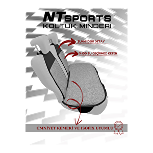Nt Sport Seri̇si̇ 7 Parça Su Geçi̇rmez Keten Araba Koltuk Mi̇nderi̇ - Si̇yah / Gri̇