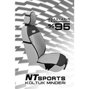 Nt Sport Seri̇si̇ 7 Parça Su Geçi̇rmez Keten Araba Koltuk Mi̇nderi̇ - Si̇yah / Gri̇