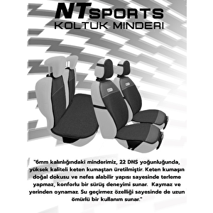 Nt Sport Seri̇si̇ 7 Parça Su Geçi̇rmez Keten Araba Koltuk Mi̇nderi̇ - Si̇yah Beyaz