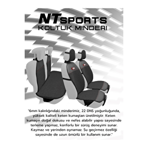 Nt Sport Seri̇si̇ 7 Parça Su Geçi̇rmez Keten Araba Koltuk Mi̇nderi̇ - Si̇yah / Kirmizi