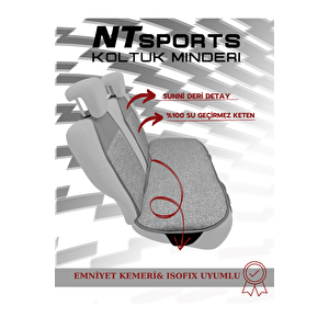 Nt Sport Seri̇si̇ 7 Parça Su Geçi̇rmez Keten Araba Koltuk Mi̇nderi̇ - Gri̇