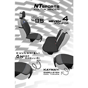 Nt Sport Seri̇si̇ 7 Parça Su Geçi̇rmez Keten Araba Koltuk Mi̇nderi̇ - Si̇yah / Mavi̇