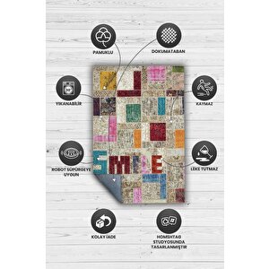 Homshtag Gülümse Çok Renkli Halı Geometrik Oturma Odası Halısı Modern Kare Desenli Salon Halısı