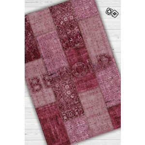 Cesur Ol Kırmızı Renkli Halı Geometrik Oturma Odası Halısı Modern Kare Desenli Salon Halısı 200x300 cm