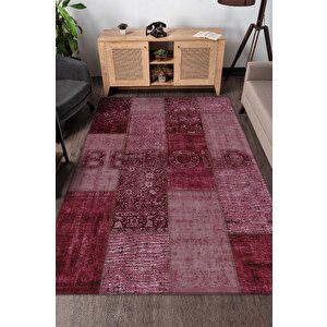 Cesur Ol Kırmızı Renkli Halı Geometrik Oturma Odası Halısı Modern Kare Desenli Salon Halısı 160x240 cm