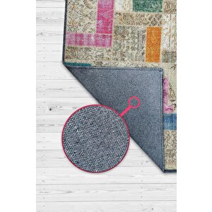 Gülümse Çok Renkli Halı Geometrik Oturma Odası Halısı Modern Kare Desenli Salon Halısı 120x180 cm
