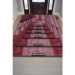 Homshtag Cesur Ol Kırmızı Renkli Halı Geometrik Oturma Odası Halısı Modern Kare Desenli Salon Halısı