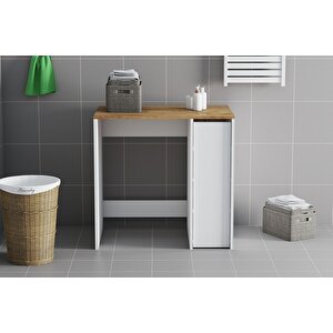 İlkay Tek Kapaklı Banyo Dolabı - Atlanti̇k Çam / Beyaz