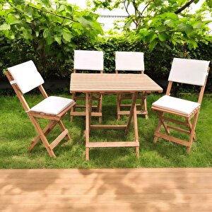 Katlanir Ahşap Bi̇stro Set Bahçe Takimi 4 Sandalye 1 Masa Set Mi̇nder Hedi̇yeli̇