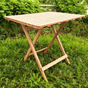 Katlanır Ahşap Bistro Set Bahçe Takımı 4 Sandalye 1 Masa Set Minder Hediyeli