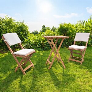 Katlanir Ahşap Bi̇stro Set  Bahçe Masa Seti̇ Mi̇nder Hedi̇yeli̇ 50*50