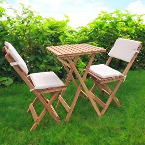 Katlanir Ahşap Bi̇stro Set  Bahçe Masa Seti̇ Mi̇nder Hedi̇yeli̇ 50*50