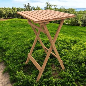 2'li Katlanır Ahşap Bistro Set Bahçe Masa Seti̇ Minder Hediyeli 50*50