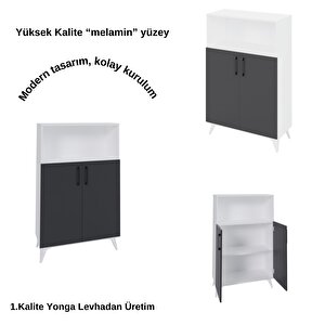 Viesmo Nova 3 Raflı Dosya Dolabı, Ofis Dolabı Antrasit Beyaz